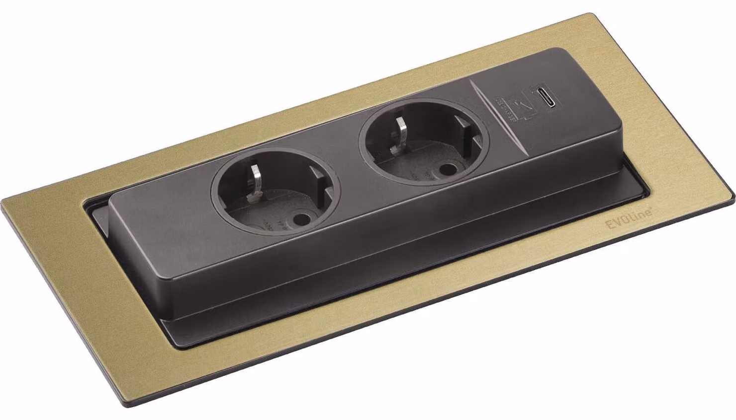 Schulte EVOline BackFlip 10.076 Caricabatterie USB-C + presa di corrente incorporata a 2 vie in ottone