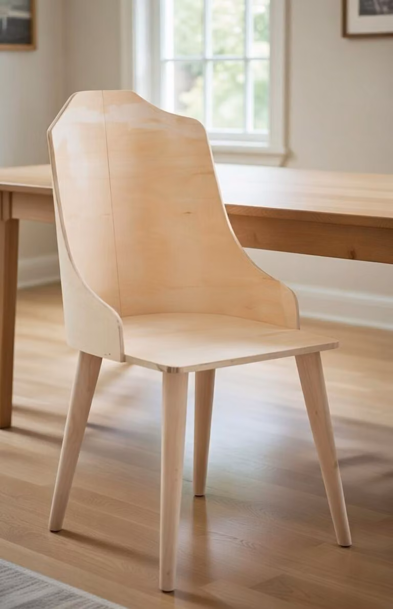 Sedia moderna in legno con schienale ergonomico per il massimo comfort