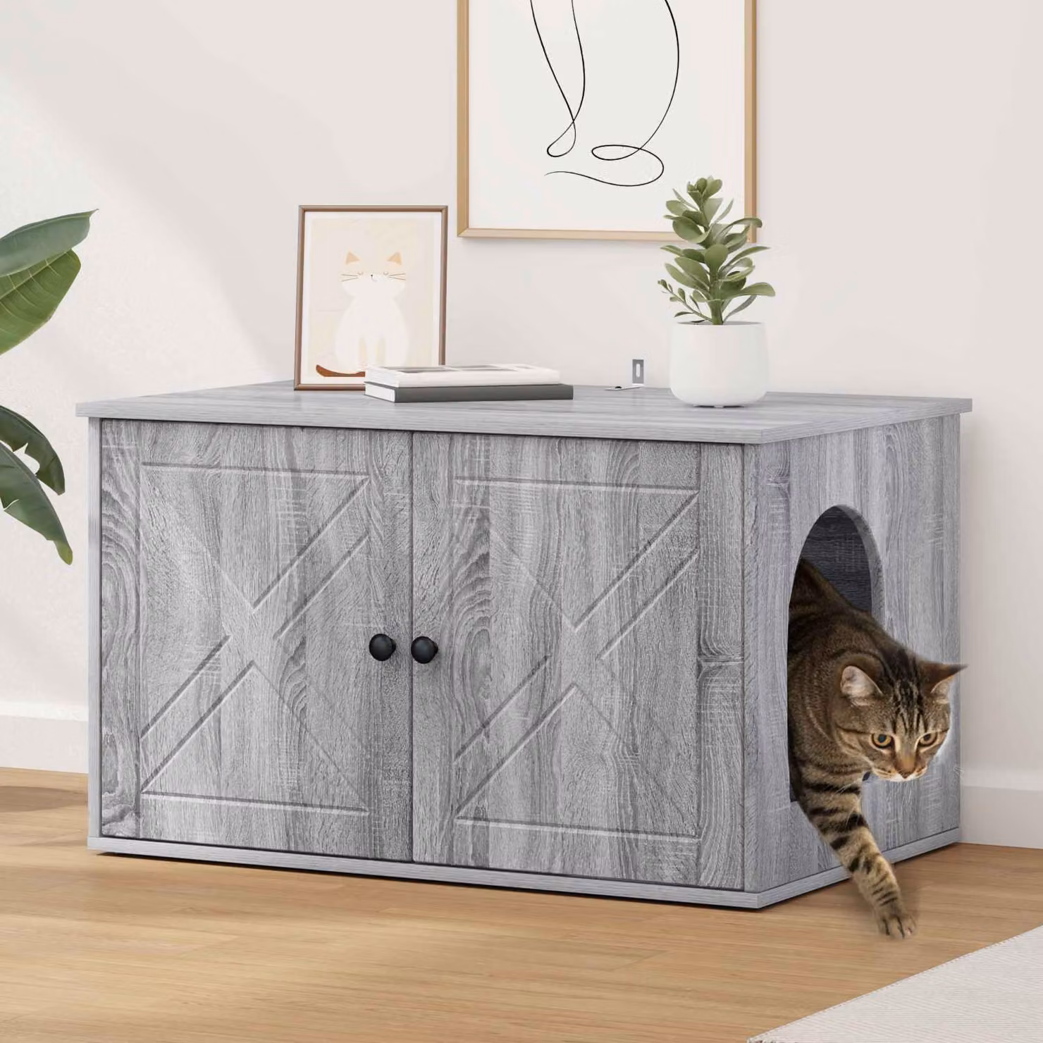 Casa per gatti vidaXL Sonoma grigio L: 85 cm, P: 55 cm, H: 50,5 cm