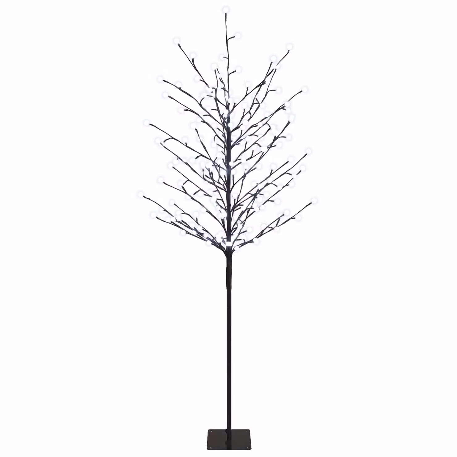 vidaXL Albero di Natale con palline LED Nero 150 cm Acciaio 185 LED