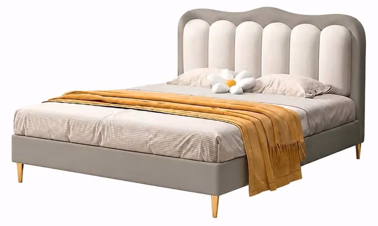 Letto per bambini grigio, trasformabile in letto per adolescenti, in pelle, mobili per bambini moderni