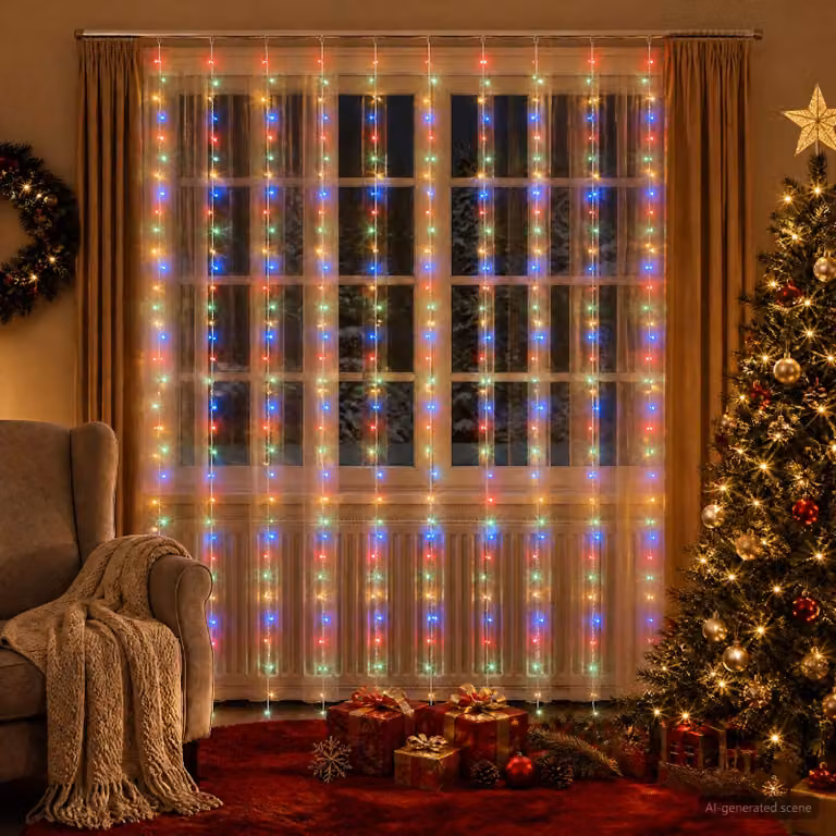 vidaXL Tenda luminosa 300 LED Multicolore 300 x 300 cm