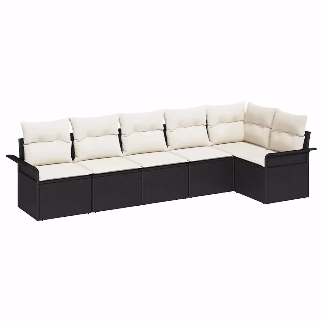 Set Divano da Giardino a L vidaXL in Polyrattan Nero con Cuscini e Struttura in Acciaio – 2