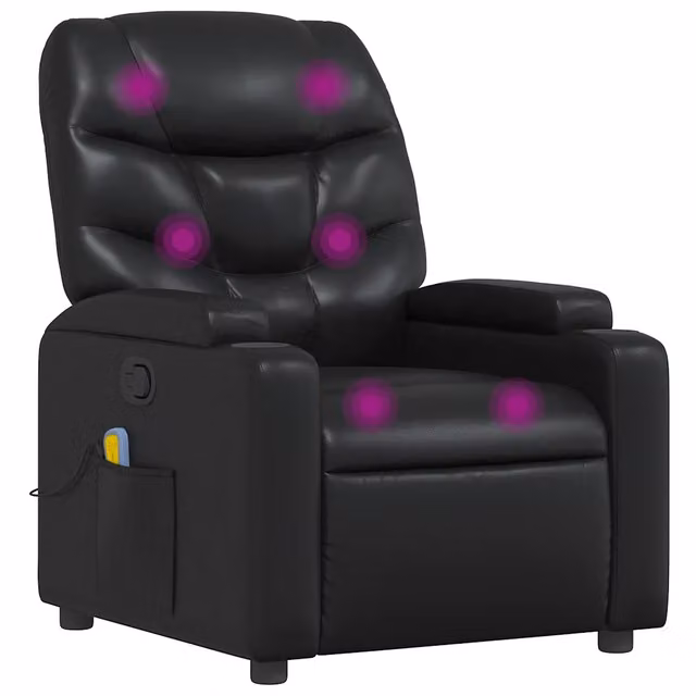 Poltrona Massaggiante | Sedia Relax Reclinabile Nera in Similpelle