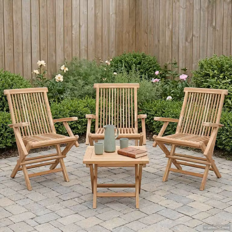 Set di 3 sedie da giardino pieghevoli vidaXL in legno di teak massiccio colore marrone