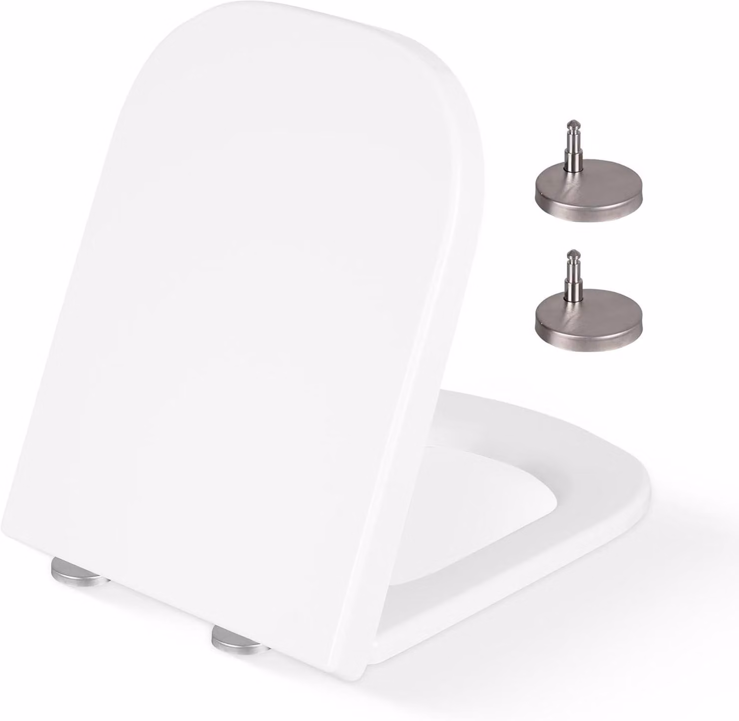 Copertura per WC, 48x37 cm, quadrata, con sistema di abbassamento automatico, chiusura rapida, cerniere regolabili, per bagno