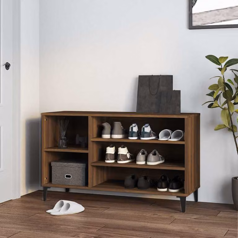 Scarpiera moderna vidaXL in legno e metallo, colore rovere marrone, L 102 x P 36 x H 60 cm