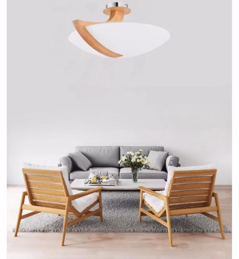 Lampada da soffitto in legno con paralume bianco CALMI 3xE14 10W ALF90058 Alfa