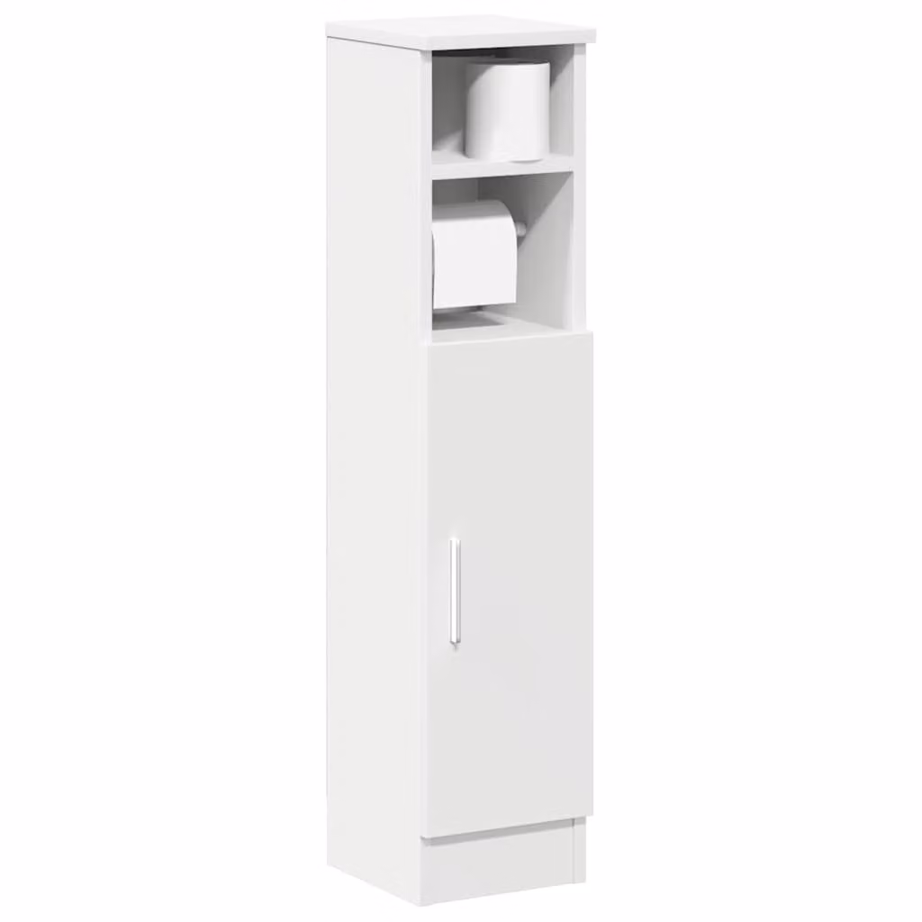 Mobile da bagno vidaXL bianco con portarotolo e ripiani aperti L/P/H: 20,5 x 22 x 90 cm