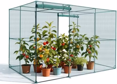 Gabbia per colture VEVOR verde con porta a cerniera in acciaio e poliestere per orto e aiuole rialzate L: 290 cm, P: 194 cm, H: 194 cm