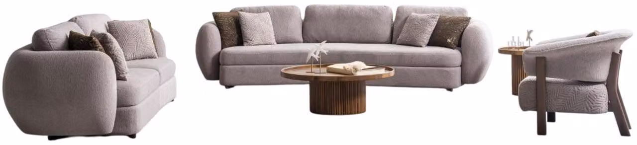 Elegante Graue Wohnzimmer Sofagarnitur Couchtisch Beistelltisch 5tlg
