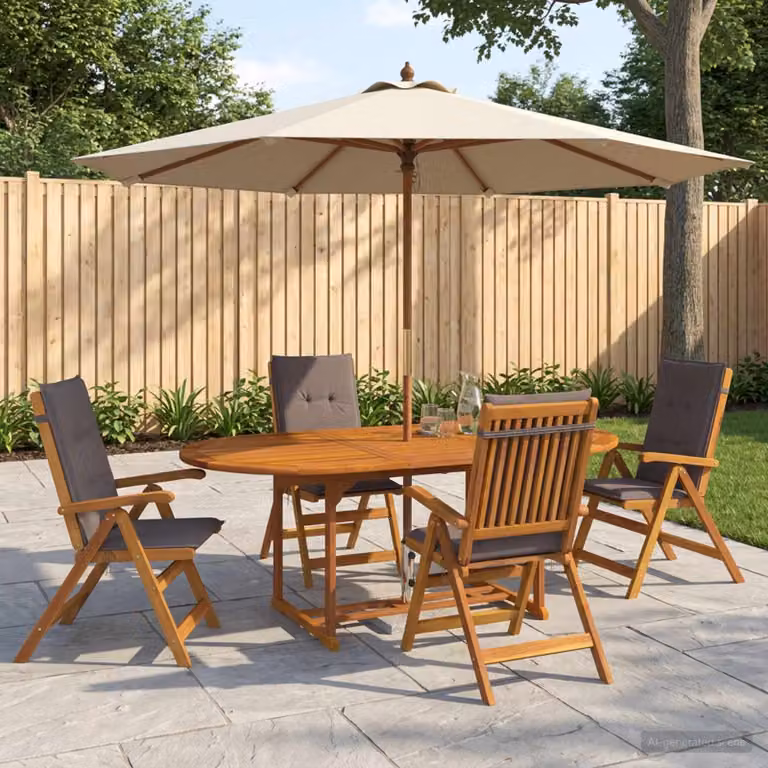 Set da pranzo da giardino vidaXL in legno di acacia naturale composto da 5 pezzi