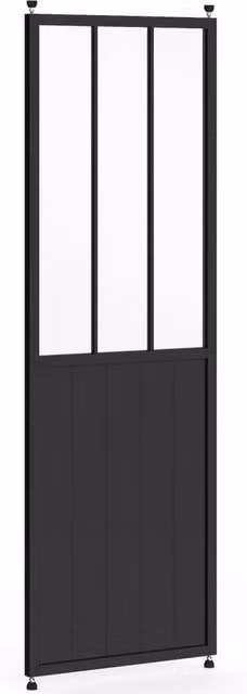 IDMarket Divisorio da studio rimovibile in stile industrial con vetro temperato e metallo nero H: 250 cm x L: 80 cm