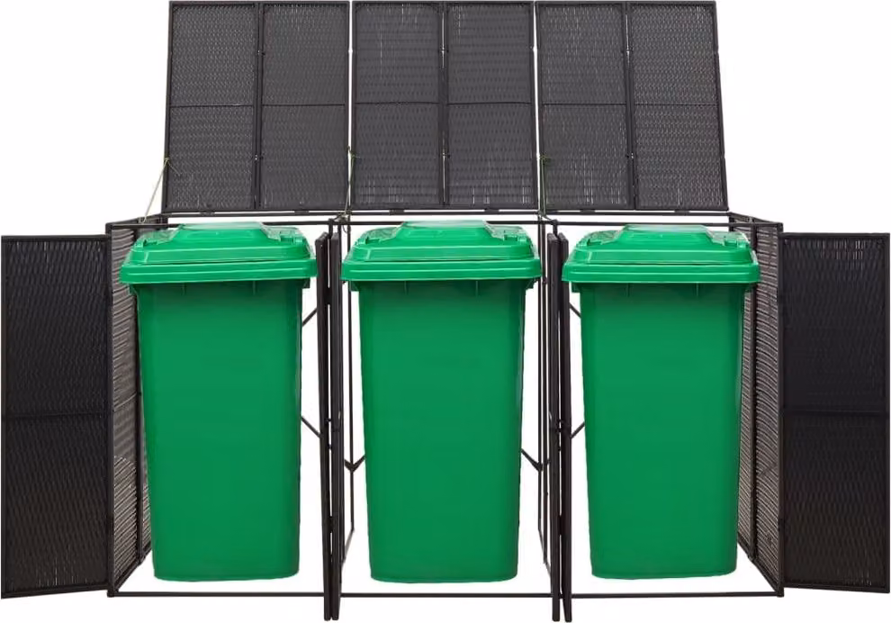 Copribidone Triplo Nero 207x80x117 cm in Polyrattan