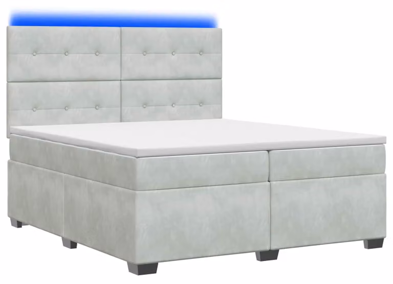 Letto a molle con materasso grigio chiaro 200 x 200 cm in velluto