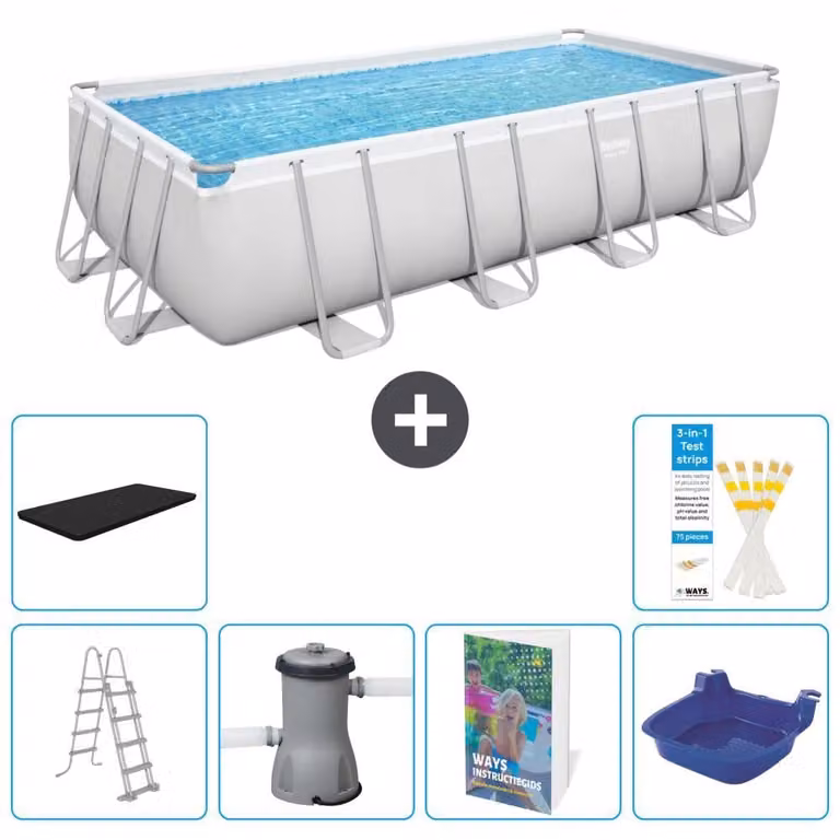Bestway Power Steel, piscina rettangolare - 488x244x122 cm - composta da 5 parti, modello S662