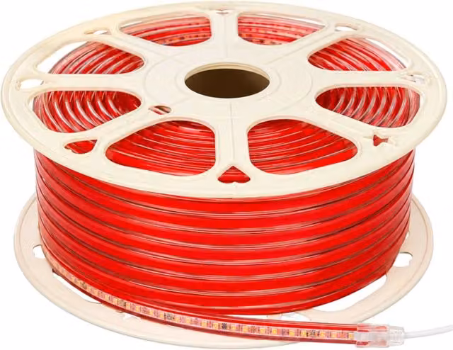 Striscia Led A2Zworld 220V AC IP65 Trasparente Rossa da 100 Metri, 10W/M, 120SMD/M, 1250LM/M, Tagliabile Ogni 10cm, Dimensioni 10x5mm