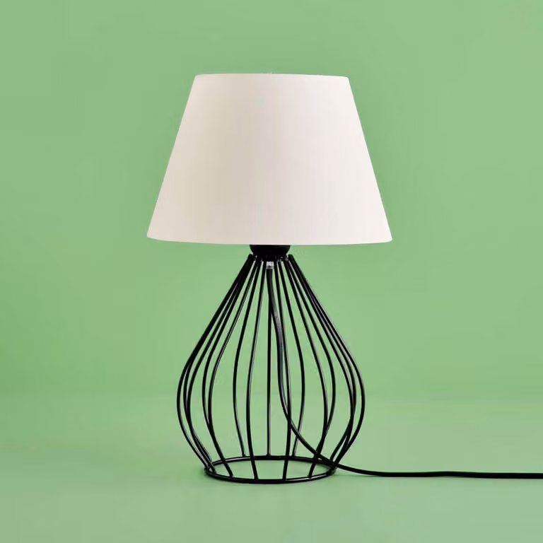 Opviq, AYD-3426, lampada da tavolo, 100 % tessuto, bianco, 22 x 22 x 37 cm