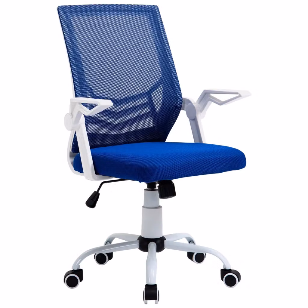 Sedia da Ufficio Ergonomica Minimal Blu con Braccioli Abatibili e Regolazione in Altezza L: 62.5 cm, P: 55 cm, H: 94-104 cm – 2