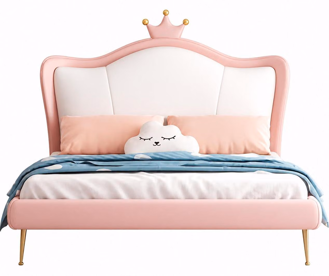 Letto per bambini Rosa "Principessa", letto per adolescenti in pelle, per ragazze