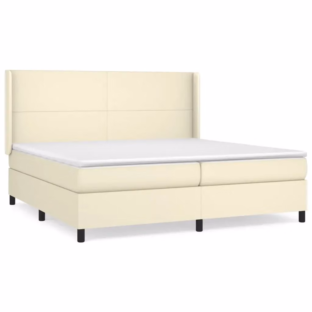 vidaXL Giroletto a Molle con Materasso in Similpelle Beige 200x200 cm – 2
