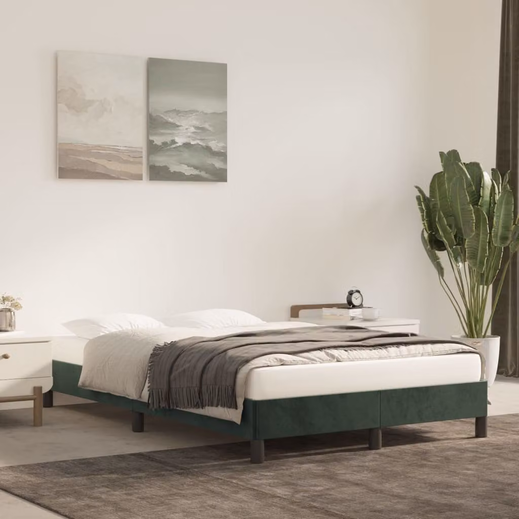 The Living Store Struttura letto in velluto verde scuro 120x200 cm