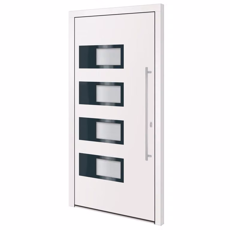 Porta Ingresso Bianca 100x200 cm in Alluminio e PVC