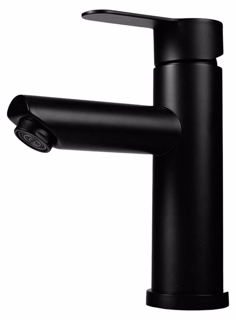 Miscelatore monocomando in acciaio inossidabile nero, dimensioni 15x18 cm, attacchi G3/8 e G1/2