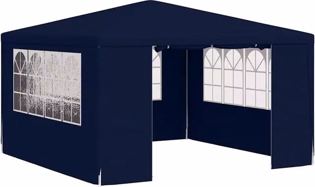 Gazebo professionale con pareti e finestre Design In, colore blu, L/P: 400 x 400 cm, H: 275 cm