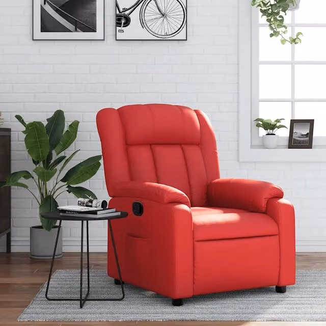 Divano Sedia-Poltrona Reclinabile Rossa in Similpelle 578176
