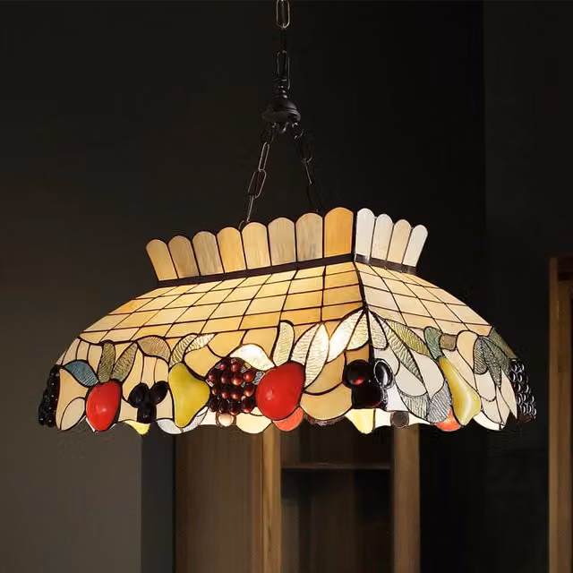 Lampadario Tiffany Vetro Multicolor 2 Luci E27 Piccolo