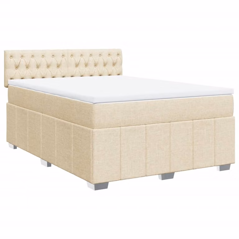 Giroletto a Molle con Materasso Crema 140x200 cm in Tessuto