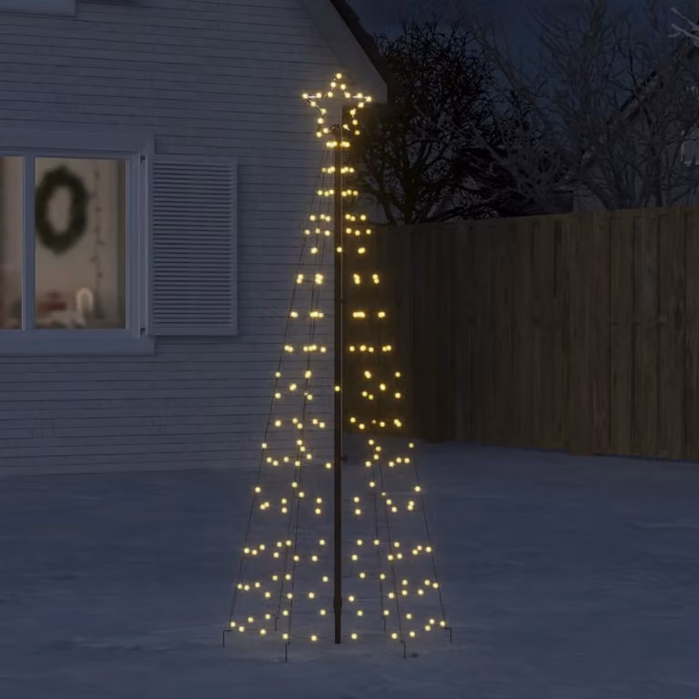 vidaXL Albero di Natale LED  con picchetti 220 LED Bianco Caldo 180 cm (solo AU)