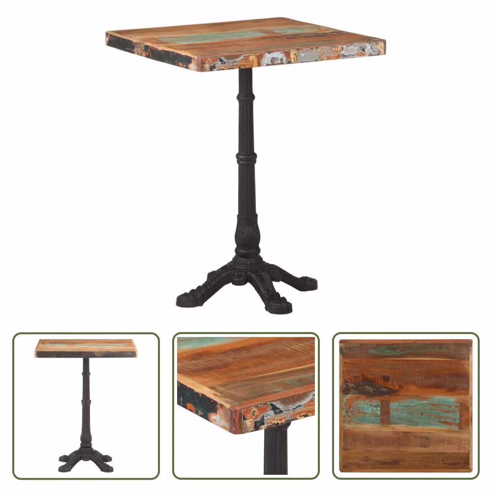 The Living Store Tavolo da bistrot 60x60x76 cm in legno massiccio antico