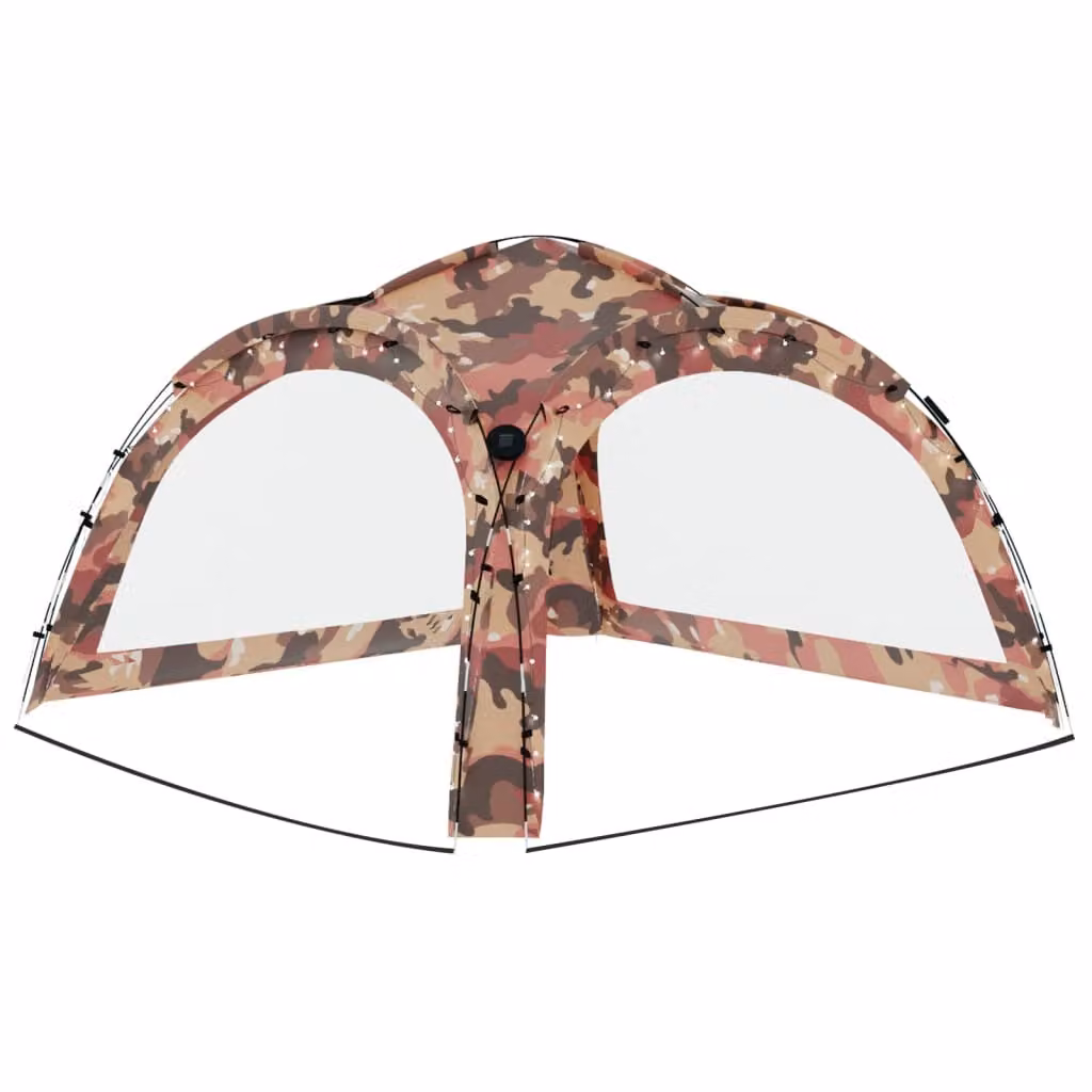 Tenda per Feste con LED e 4 Pareti 3,6x3,6x2,3 m Mimetica
