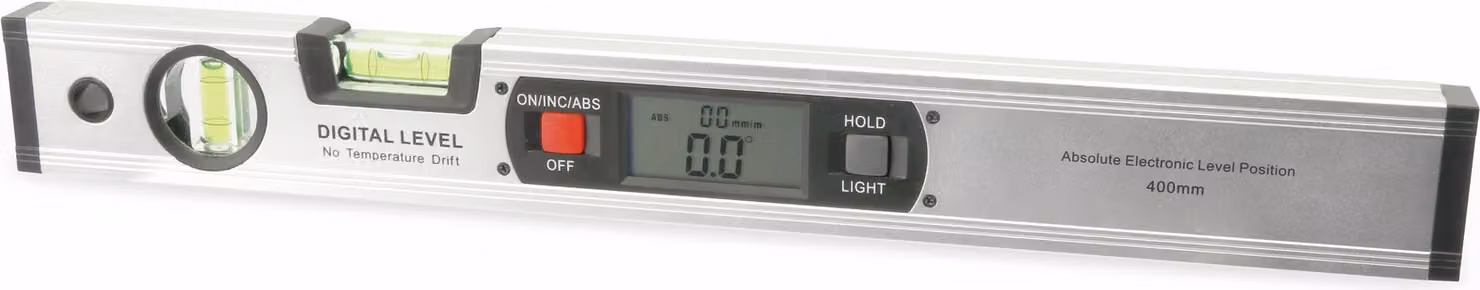 DAYTOOLS Livella digitale DWW-400, 400 mm | Livella in alluminio con ampio display a cristalli liquidi | Funzione di mantenimento dati | Display a rotazione automatica | 4 magneti integrati | Verticale e orizzontale