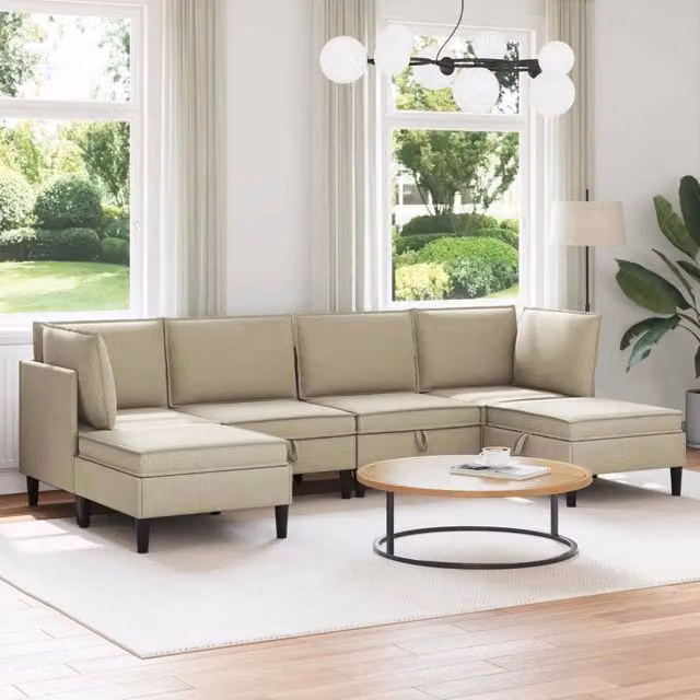 Set di mobili per il soggiorno 6 pz Sabbia Tessuto 3413792