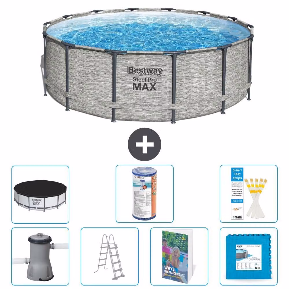 Piscina gonfiabile Bestway Steel Pro MAX, rotonda, 427x122 cm, composta da 6 parti, modello S602