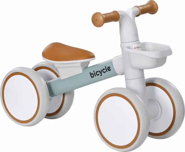 AIYAPLAY Bicicletta Draisienne per Bambini con 4 Ruote, Sella Regolabile e Manubrio Ergonomico in Lega di Alluminio e PP, per Bambini da 1 a 3 Anni - Grigio, Marrone, Verde, Turchese