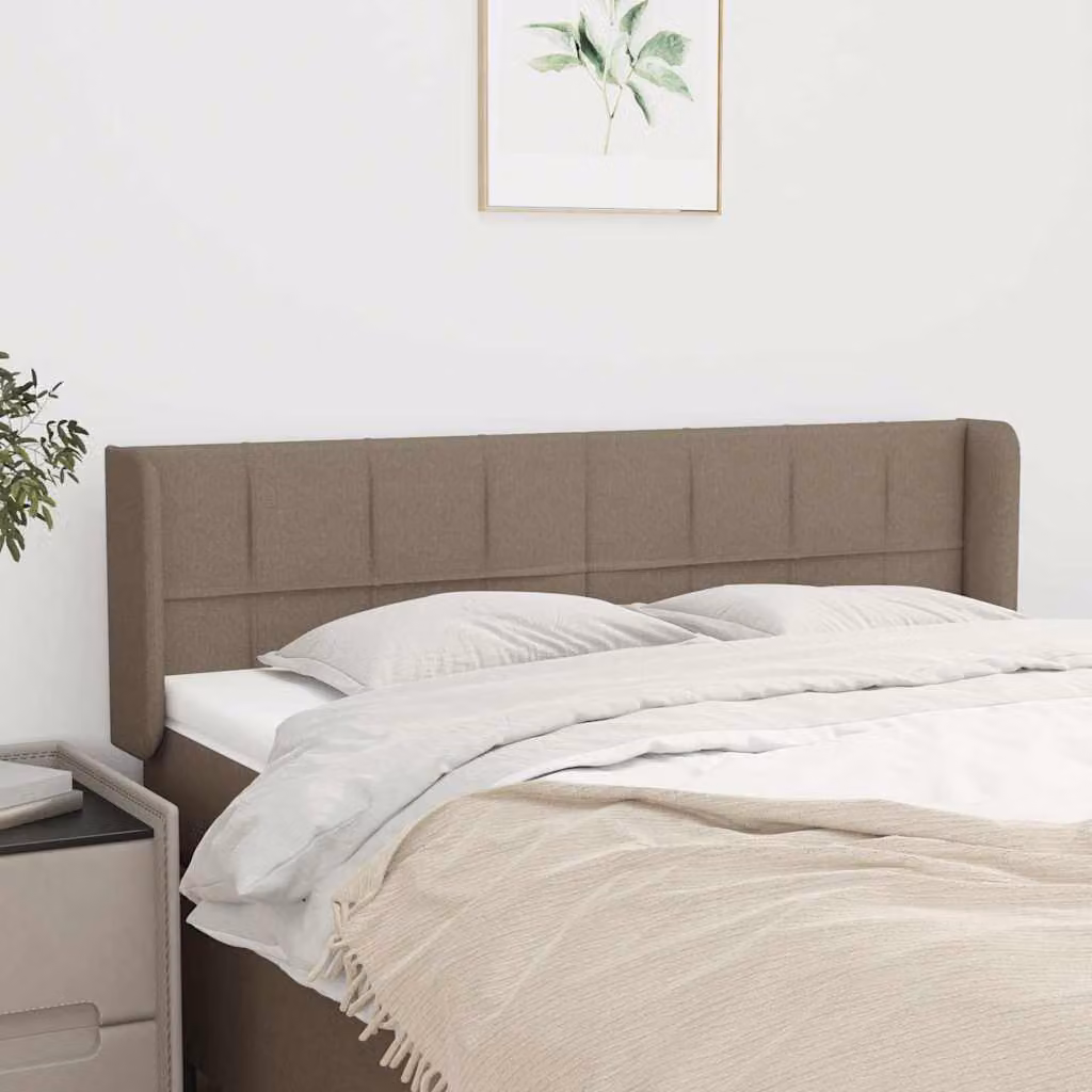 Testiera ad orecchio vidaXL in tessuto color tortora, L: 147 cm, P: 16 cm, H: 78/88 cm
