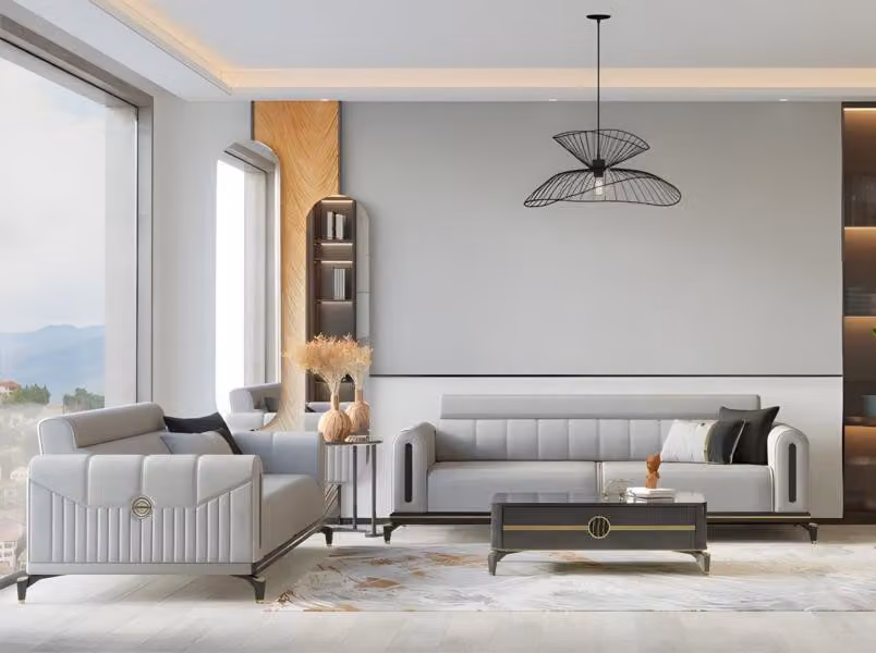 Couchgarnitur Komplette Dreisitzer Zweisitzer Grau Sofa Couch 2tlg Modern