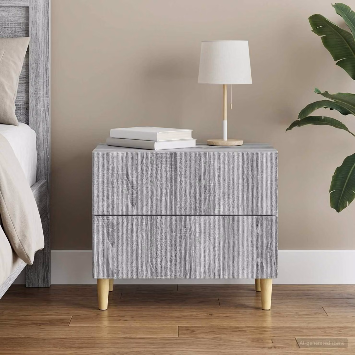 Armadio da notte con cassetto vidaXL in Grigio Sonoma L: 62 cm, P: 34,5 cm, H: 48 cm