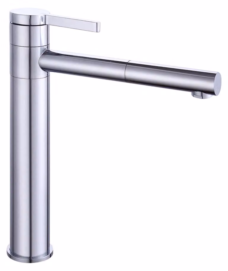 Miscelatore per lavabo, girevole a 360°, design moderno, colore argento, attacco G3/8