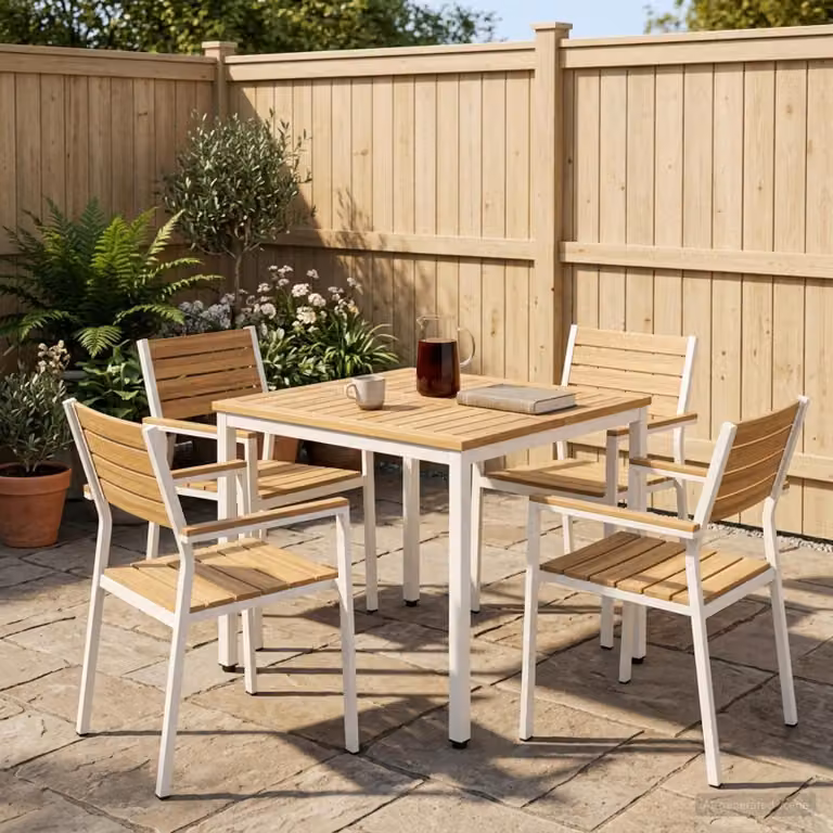 vidaXL Tavolo da giardino rettangolare in legno di acacia bianco L: 70 cm, P: 68,5 cm, H: 75 cm