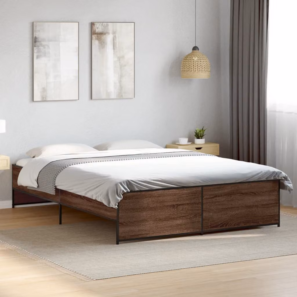 vidaXL Giroletto in Legno e Metallo Rovere Marrone L/P: 150 x 200 cm