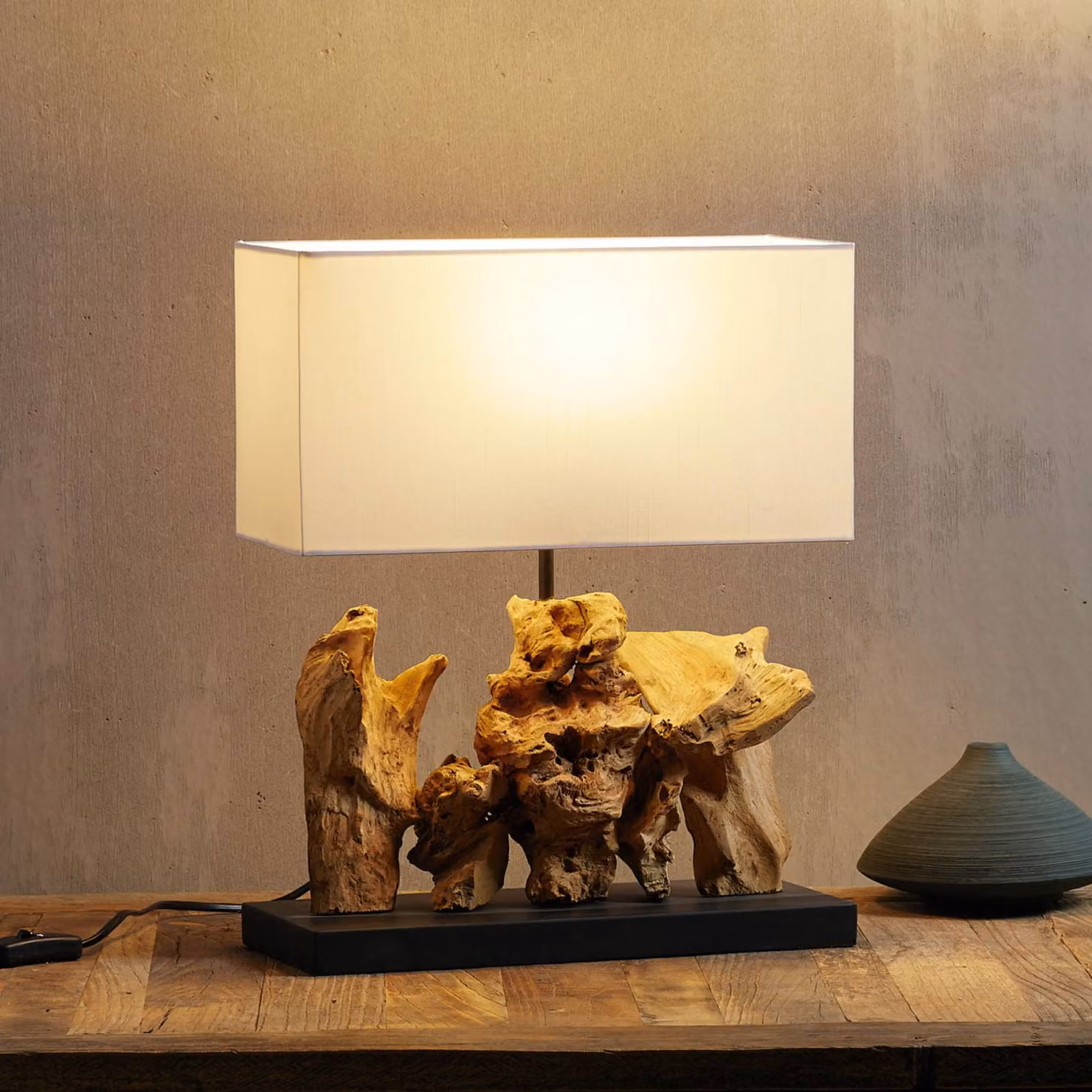 KARE Lampada da tavolo di design Nature Vertical, Legno chiaro, Soggiorno / Sala da pranzo, Legno, Moderno, Lampada da tavolo