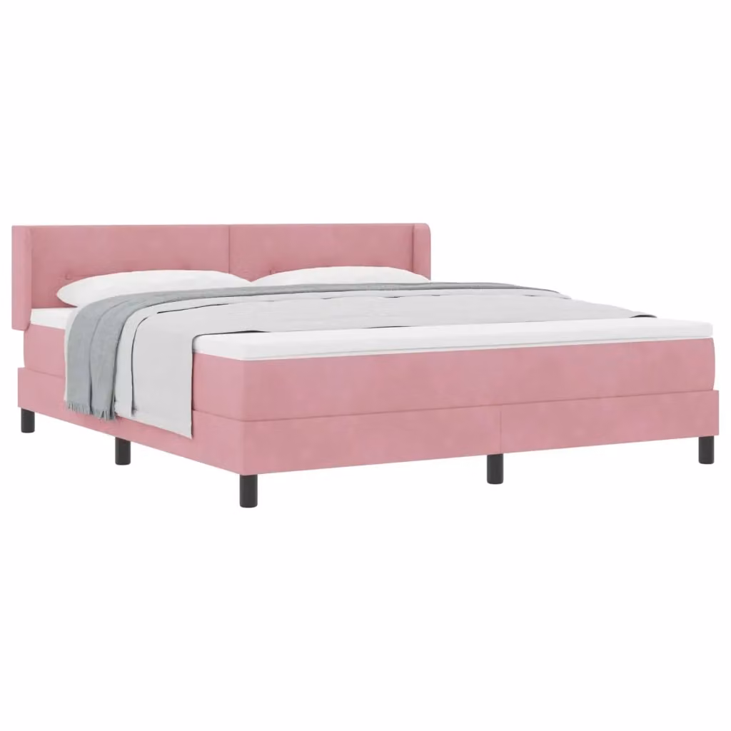 Letto ibrido con materasso e testiera vidaXL in velluto rosa L/P: 180 x 200 cm – 2