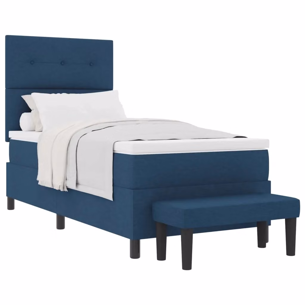 Letto ibrido con molle a tasche e testiera vidaXL in tessuto blu L: 200 cm, L: 80 cm, H: 128 cm – 2