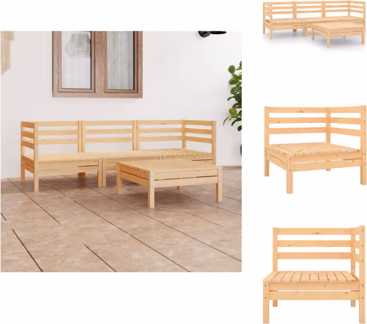 vidaXL Set da salotto da giardino 4 pezzi in pino massiccio - Set di mobili da giardino