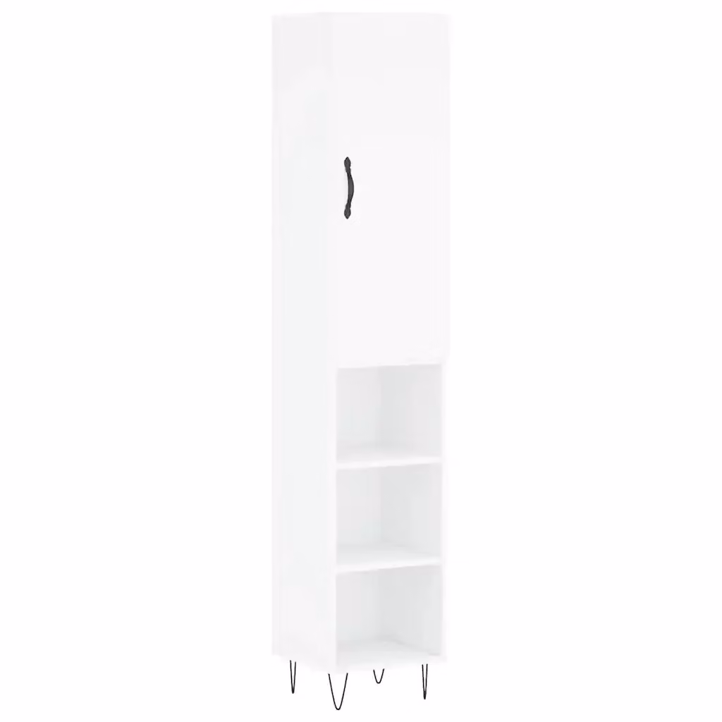Credenza Buffet Armadio Design Mania per Cucina e Soggiorno Bianca in Legno e Metallo L/P/H: 34,5 x 34 x 180 cm – 2